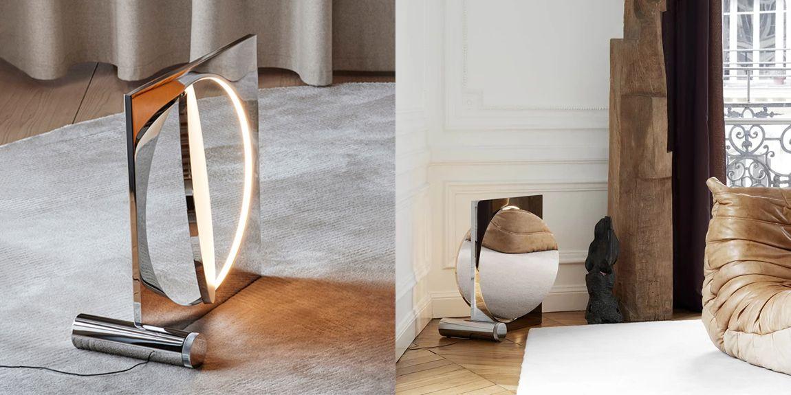 The varying sides of the Moonsetter Floor Lamp in use